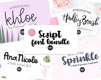 OTF SCRIPT Font Bundle of 4, installable .otf font, font bundle, fonts, script fonts, cursive font, hand lettered font, wedding font, pretty