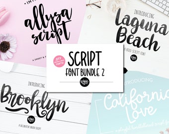 4 Fonts OTF SCRIPT Font Bundle 2, installable .otf font, font bundle, fonts, script fonts, cursive font, hand lettered font, wedding font