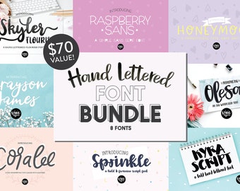 NEW!! Hand Lettered Font Bundle, installable .OTF font, cuttable font, cursive fonts, brush fonts, handwriting fonts, font bundle, script