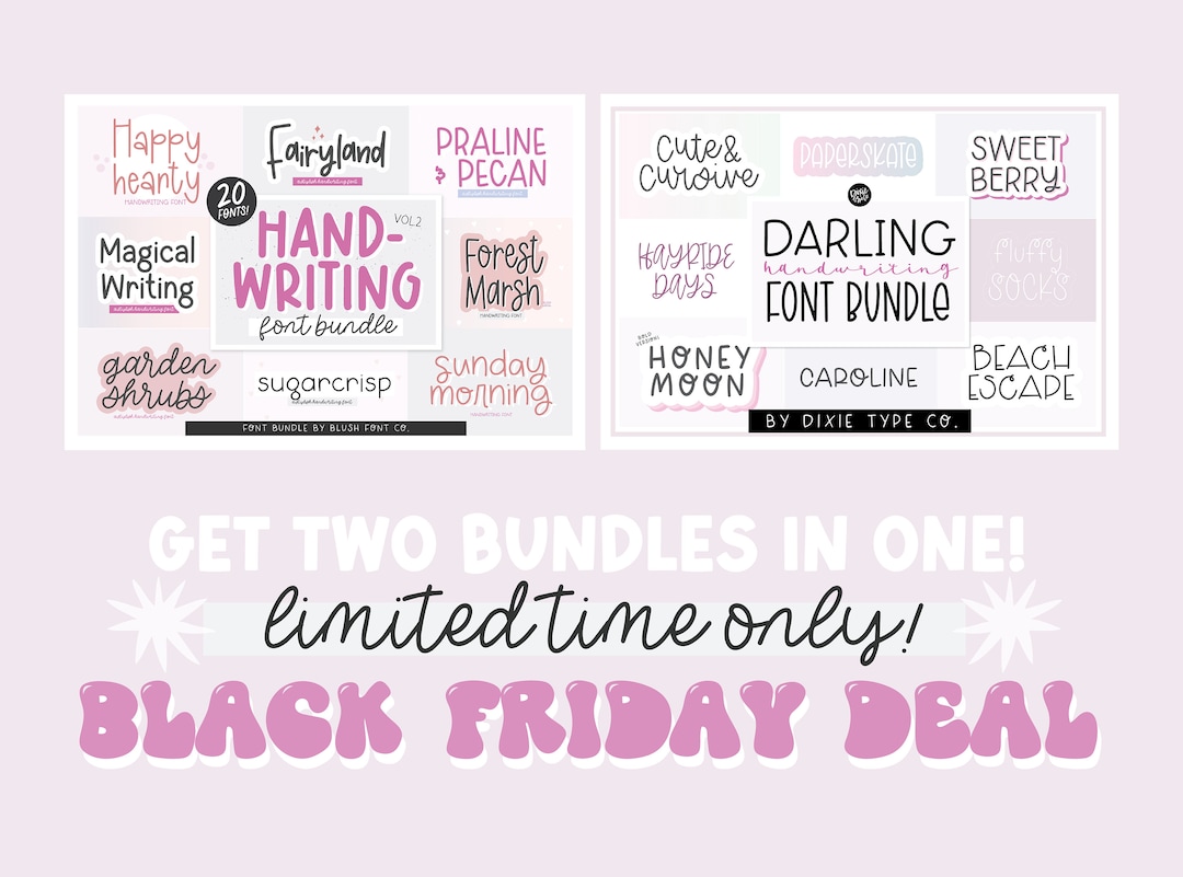 BLACK FRIDAY Limited Time Offer, Handwriting Fonts Bundle Duo, Huge ...