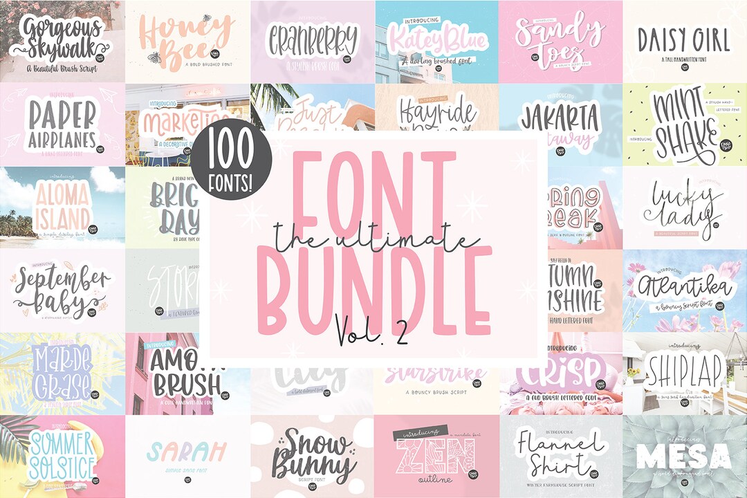 100 Fonts! ULTIMATE .OTF Font BUNDLE, Hand Lettered Font Bundle ...