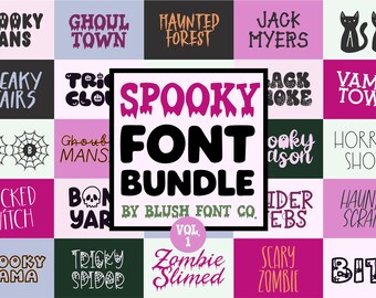 Big Spooky Halloween Fonts Bundle, Font Bundle for Cricut, Scary Fonts, Crafts, canva, poster, party, mega, tshirt, october, creepy, witch