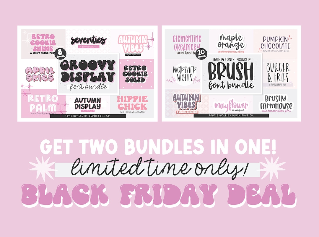 BLACK FRIDAY Limited Time Offer, Brush Fonts Bundle Duo, Huge Font ...