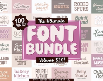 New 100 FONTS Vol. 6 - ULTIMATE Font Bundle, Huge Font Bundle, cricut font bundle, font bundle, goodnotes fonts, cursive, vintage fonts cute