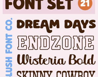 FONT SET 21: Handwriting Fonts, Bold Fonts, Chunky, Font Bundle Cricut, planners, bubble font, sports, football, western fonts