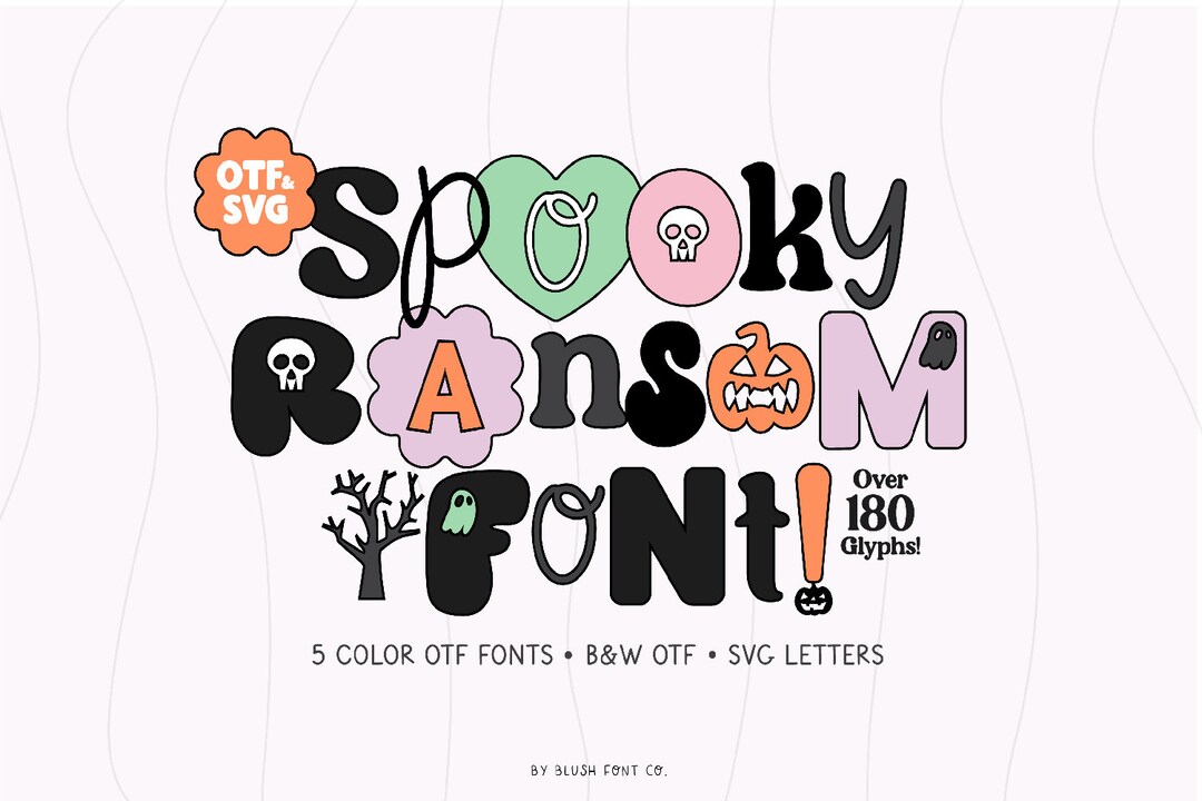 Instant .OTF Font DOWNLOAD spooky Ransom Cute Retro Halloween Cut-out ...