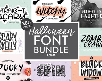 Halloween Font Bundle, .OTF installable fonts, hand lettered fonts, script fonts, cricut, fall fonts, halloween decor, halloween party, sign
