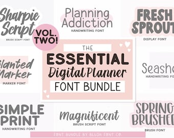 The ESSENTIAL Digital Planner Handwriting Font Bundle Vol. 2, Bundle for Goodnotes, fonts, handwritten, cute, autumn, fall, cricut, canva