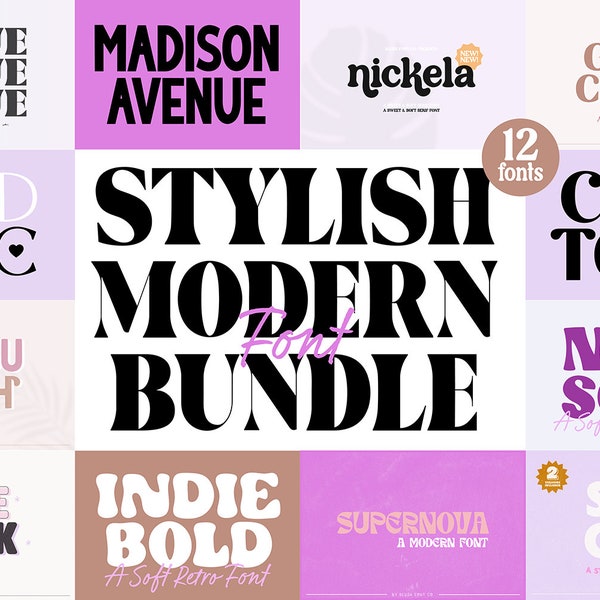 Stylish Modern Font Bundle Vol 1 - Modern Font Bundle for Cricut, Retro Font Bundle, wedding fonts, elegant fonts, trendy font bundle, cute