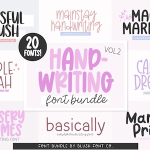 20 FONTS! Handwriting Font Bundle Vol. 3, Font Bundle for Cricut, handwriting fonts, sans fonts, cute font bundle, girly, procreate fonts