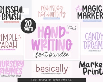 20 FONTS! Handwriting Font Bundle Vol. 3, Font Bundle for Cricut, handwriting fonts, sans fonts, cute font bundle, girly, procreate fonts