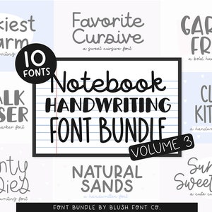 Notebook Handwriting Font Bundle Vol. 3, Font Bundle for Cricut, handwriting fonts, cute font bundle, procreate fonts, note taking fonts