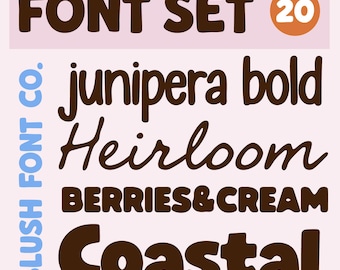 FONT SET 21: Bold Fonts, Chunky, Font Bundle Cricut, planners, bubble font, vintage script, coquette