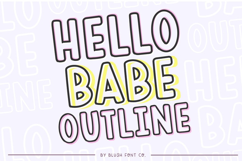 インスタント .OTF フォント「Hello Babe Outline」は、レトロなアウトライン フォント、ディスプレイ フォント、プロクリエイト フォント、風変わりなフォント、かわいいフォント、クリカット、ボヘミアン フォントです。 画像 1