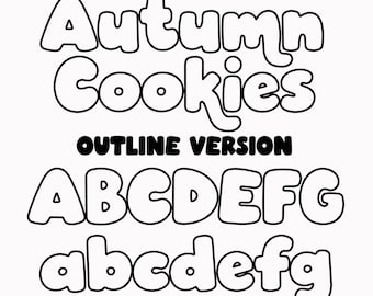 INSTANT .OTF DOWNLOAD "Autumn Cookies Outline" a chunky cute outlined font, title font, bubble fonts, canva fonts, cute summer font, display