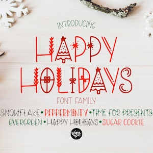 Navidad. OTF Font Family Bundle "Happy Holidays" Christmas Font Bundle, familia de fuentes navideñas, paquete de fuentes navideñas, familia de fuentes de navidad