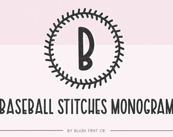 BASEBALL STITCHES MONOGRAM Font, monogram frame, college font, sporty font, baseball font, jersey font, baseball monogram, baseball stitches