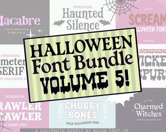 Big Halloween Font Bundle Vol 5, .OTF fonts, halloween fonts, cricut halloween, Canva halloween, halloween fonts, halloween party, Cricut