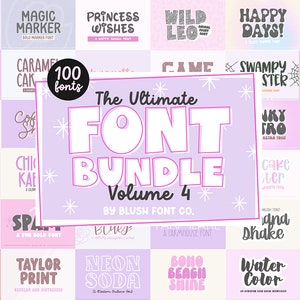 New 100 FONTS 2022 Edition ULTIMATE .Otf Font BUNDLE, Huge Font Bundle, cricut font bundle, font bundle, procreate fonts, cursive, brush image 1