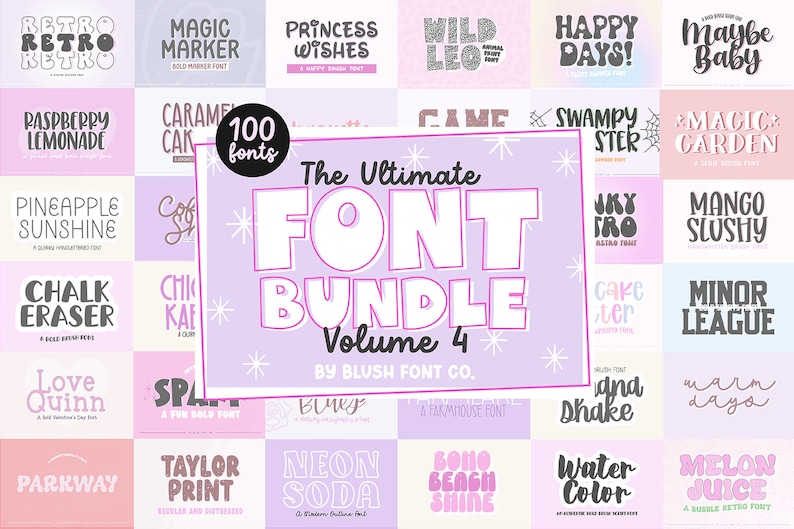 New 100 FONTS 2022 Edition ULTIMATE .Otf Font BUNDLE, Huge Font Bundle, cricut font bundle, font bundle, procreate fonts, cursive, brush image 1