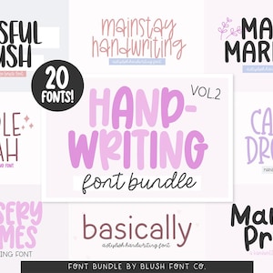 20 FONTS! Handwriting Font Bundle Vol. 3, Font Bundle for Cricut, handwriting fonts, sans fonts, cute font bundle, girly, procreate fonts
