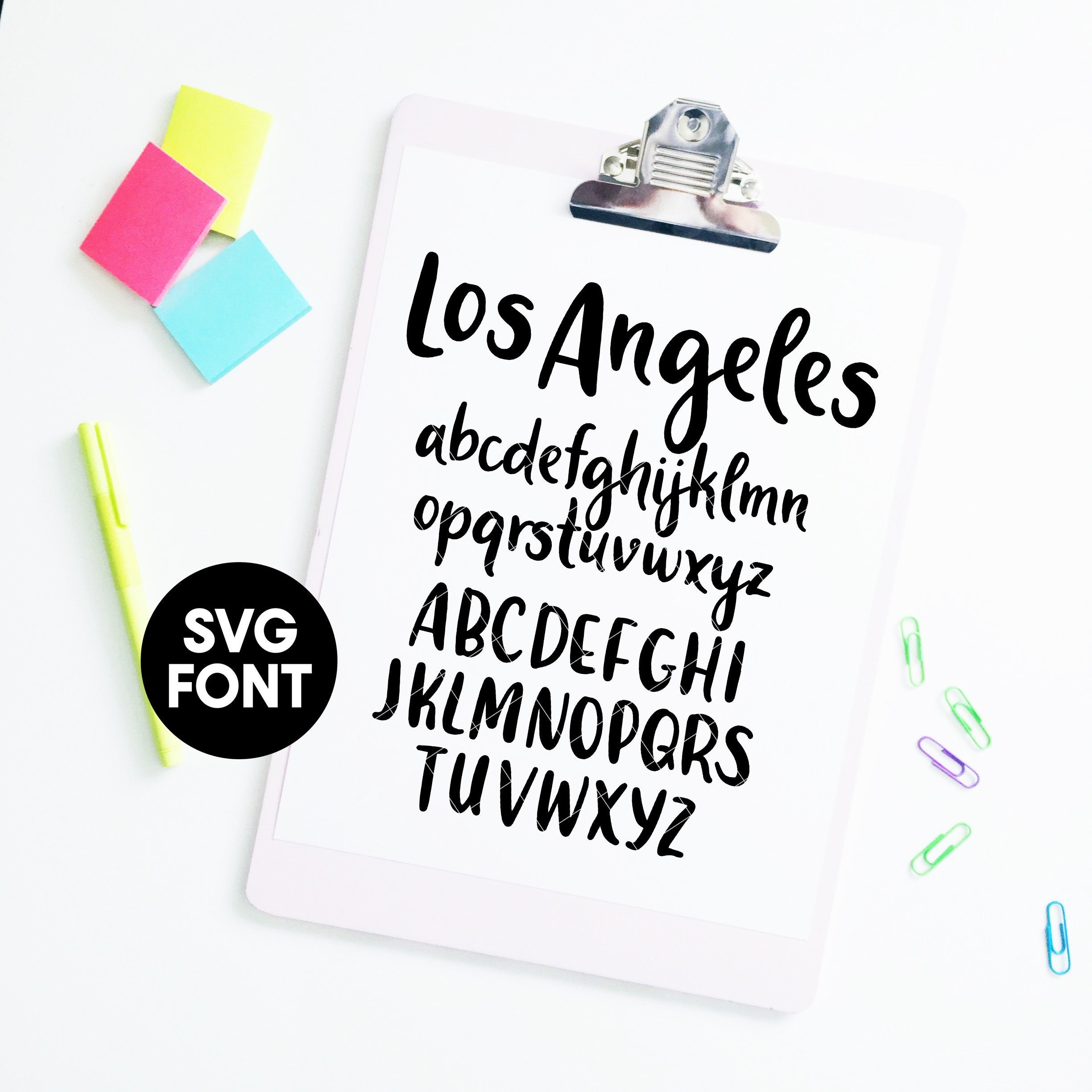 Letter Set INSTANT DOWNLOAD Los Angeles svg font, cut file, monogram  brush sans font, hand lettered font, sans serif font dxf sans font