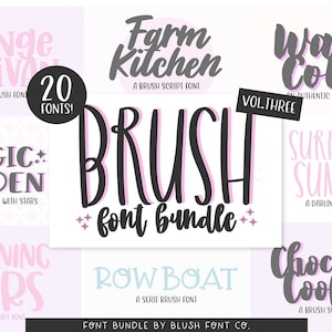 20 FONTS! BRUSH Font Bundle Vol. 3, Font Bundle for Cricut, Font bundle for crafters, handwriting fonts, cute fonts, girly, procreate fonts