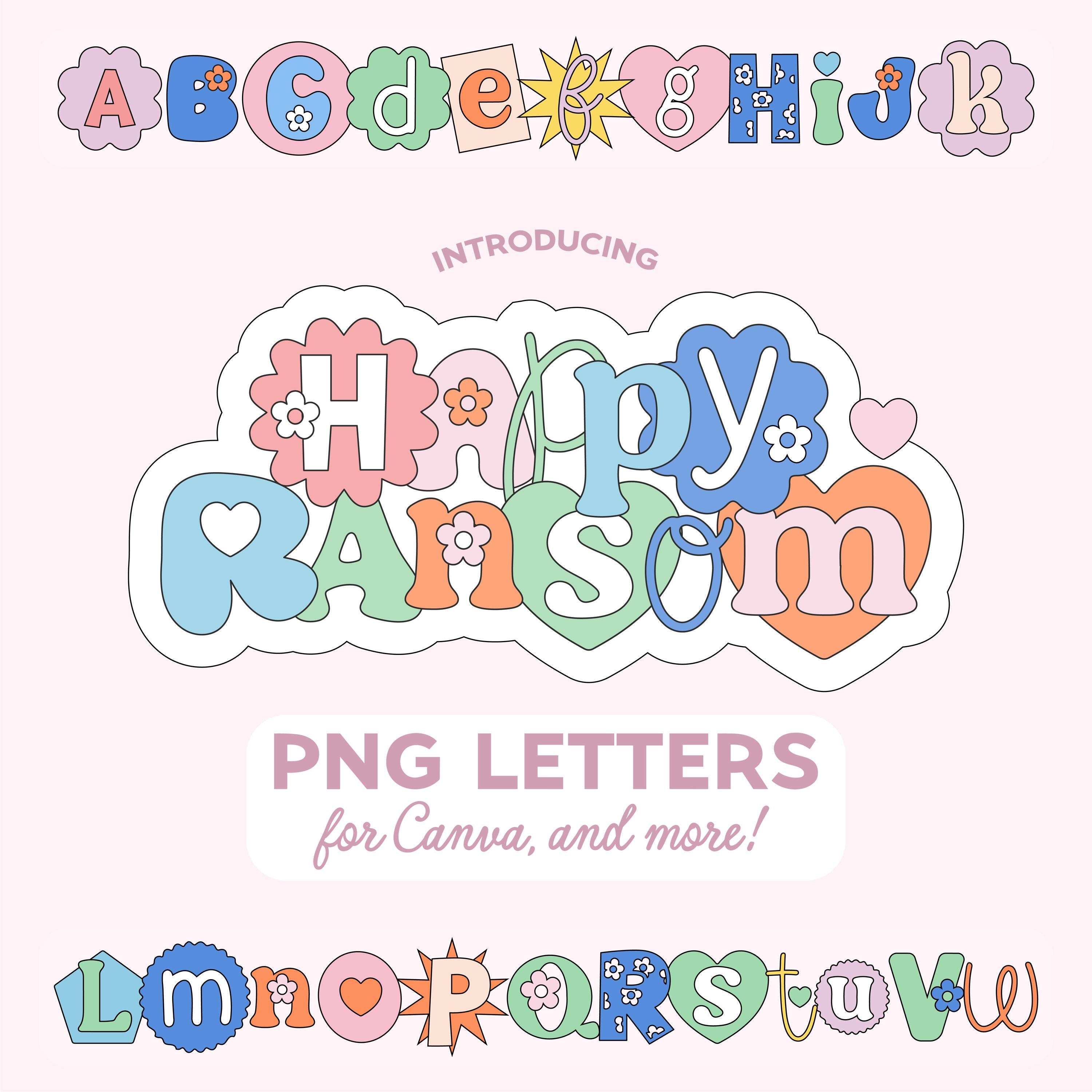 Happy Ransom Retro Floral PNG Letters (digital Download) Cute Retro ...