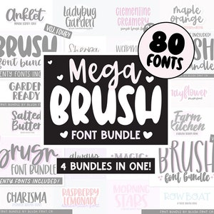 Ensemble de polices d'écriture manuscrite MEGA Brush Vol. 1, ensemble de polices pour Cricut, polices goodnotes, manuscrites, grand ensemble de polices, procréer, script de pinceau