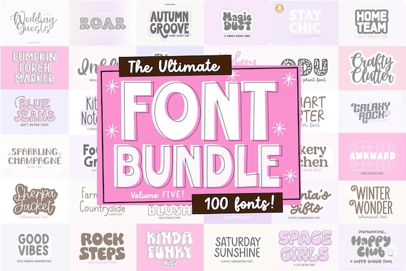 New! 100 FONTS - 2023 Edition ULTIMATE .Otf Font BUNDLE, Huge Font Bundle, cricut font bundle, font bundle, goodnotes fonts, cursive, brush