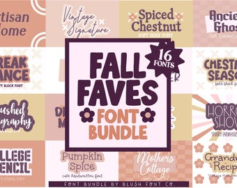 FALL FAVES Font Bundle - 16 fonts - Font Bundle, Font Bundles for Cricut, handwriting fonts, cute font bundle, autumn halloween fonts bundle