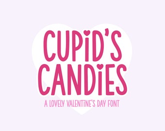 Instant .OTF Font "Cupid's Candies" Block Valentines Font,. cute valentines day fonts, heart font, valentine card, cute fonts, block fonts