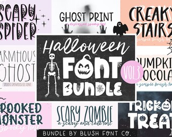 Halloween Font Bundle Vol 3, .OTF installable fonts, halloween fonts, cricut halloween, fall halloween fonts, halloween party, procreate