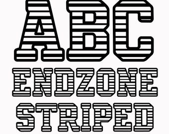 INSTANT .OTF DOWNLOAD "Endzone Striped" a chunky stripe bold sports font, football, block, varsity, collegiate