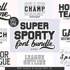 Sports Font Bundle, Font Bundle for Cricut, sporty fonts, jersey number fonts, football fonts, baseball procreate fonts, cricut font bundle