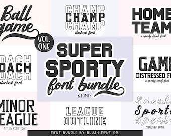 Sports Font Bundle, Font Bundle for Cricut, sporty fonts, jersey number fonts, football fonts, baseball procreate fonts, cricut font bundle