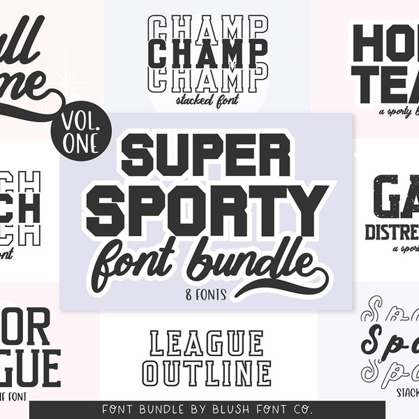 Sports Font Bundle, Font Bundle for Cricut, sporty fonts, jersey number fonts, football fonts, baseball procreate fonts, cricut font bundle