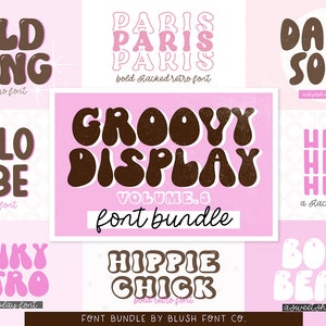 Groovy Display Font Bundle VOL 3 - Retro Font Bundle, Font Bundle for Cricut, groovy fonts, boho fonts, cute font bundle, procreate fonts