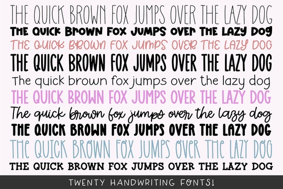 20 FONTS Handwriting Font Bundle Vol. 4, Font Bundle for Cricut,  Handwriting Fonts, Sans Fonts, Cute Font Bundle, Girly, Procreate Fonts 
