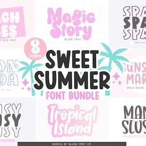 Sweet Summer Font Bundle - Retro Font Bundle, Font Bundle for Cricut, cute fonts, boho fonts, cute font bundle, procreate fonts, canva fonts