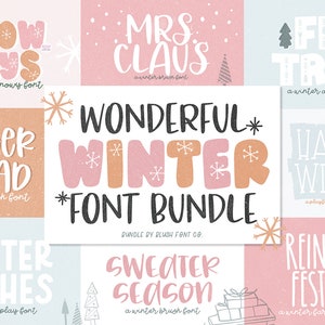 WONDERFUL WINTER Font Bundle, christmas fonts, font bundle, cricut, fun christmas fonts, cute winter fonts, procreate christmas, snowflake