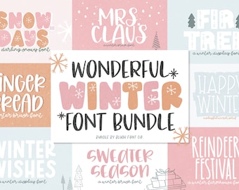 WONDERFUL WINTER Font Bundle, christmas fonts, font bundle, cricut, fun christmas fonts, cute winter fonts, procreate christmas, snowflake