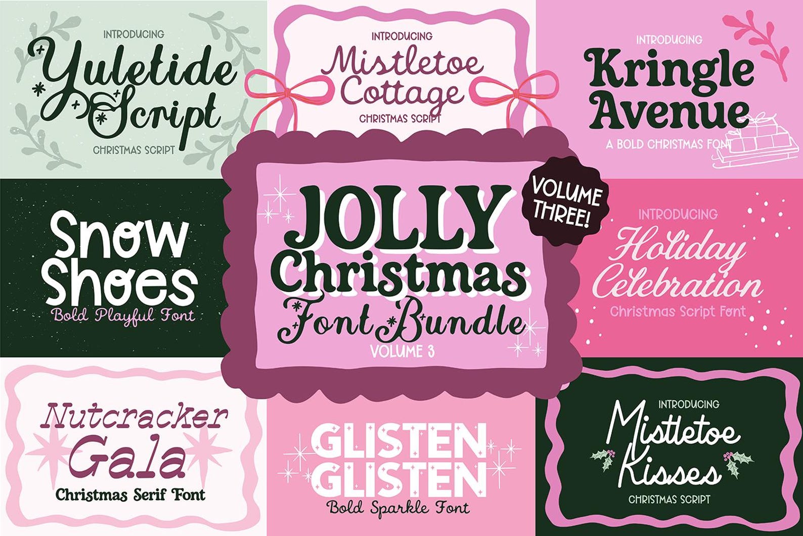 Jolly Christmas Font Bundle Vol. 3, Christmas Fonts, Font Bundle ...