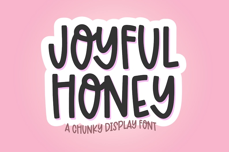Instant .OTF Font Joyful Honey a fun display font, boho fonts, bold fonts cute display fonts, procreate fonts, cricut fonts party, tall image 1