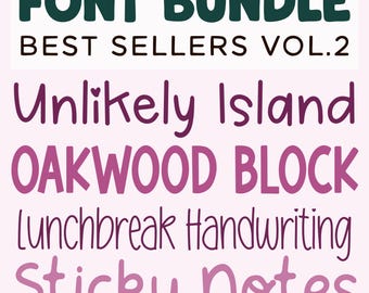 Best Sellers Font Bundle, Block fonts, handwriting, handwritten, Cricut, title, cute, planner, planning, digital