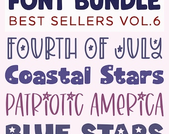 Best Sellers 4th of July Font Bundle, patriotic fonts, summer font bundle, July fonts, star fonts, cricut, military fonts, independence day