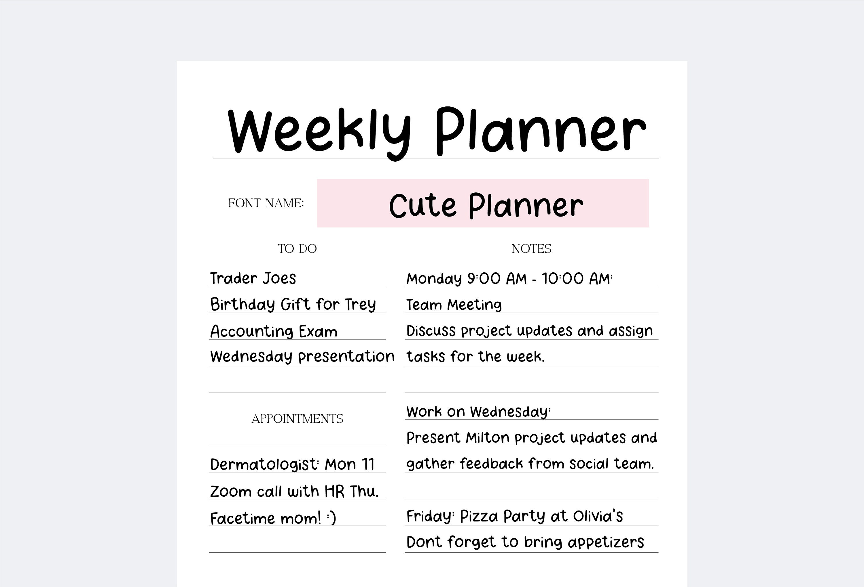 The ESSENTIAL Digital Planner Handwriting Font Bundle Vol. 1, Font ...