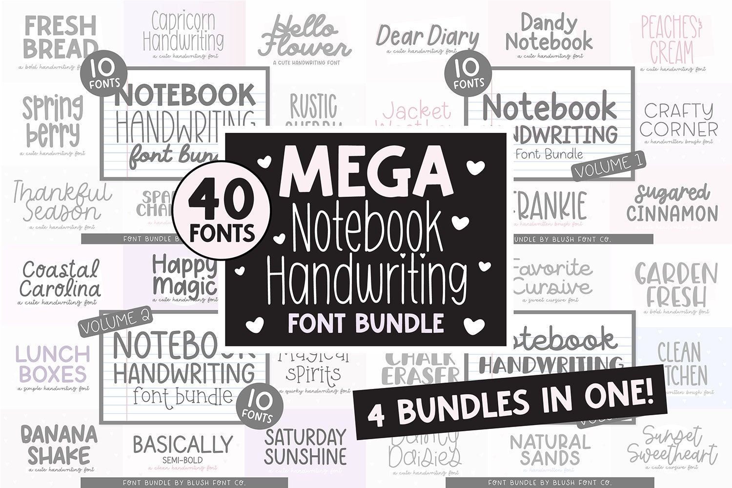 Paquete de fuentes de escritura a mano MEGA Notebook vol. 1, paquete de fuentes para Cricut, fuentes goodnotes, fuentes de escritura a mano, paquete de fuentes grandes, fuentes procreate