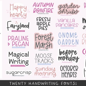 20 FONTS Handwriting Font Bundle Vol. 2, Font Bundle for Cricut, handwriting fonts, sans fonts, cute font bundle, girly, procreate fonts, image 2