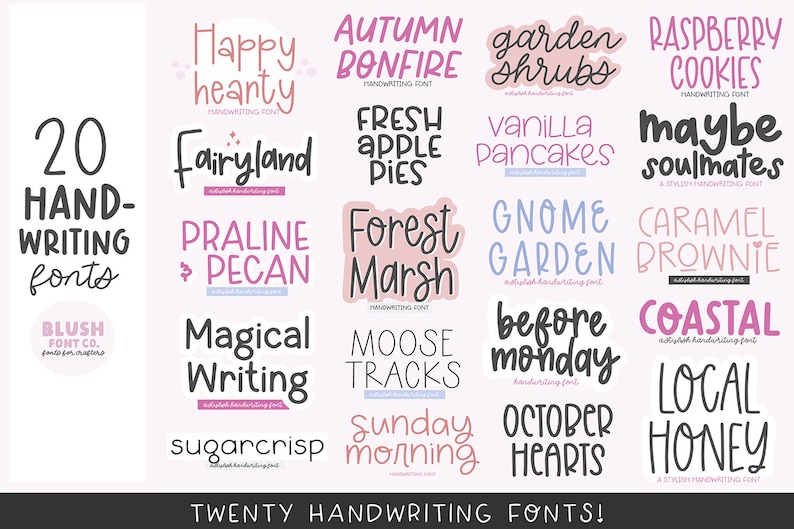 20 FONTS Handwriting Font Bundle Vol. 2, Font Bundle for Cricut, handwriting fonts, sans fonts, cute font bundle, girly, procreate fonts, image 2